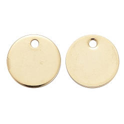 Real 18K Gold Plated 304 Stainless Steel Charms, Flat Round, Stamping Blank Tag, Real 18k Gold Plated, 10x1mm, Hole: 1.5mm