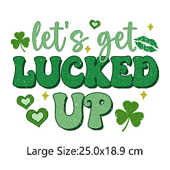 Word Saint Patrick's Day Theme PET Sublimation Stickers, Heat Transfer Film, Iron on Vinyls, for Clothes Decoration, Word, 189x250mm