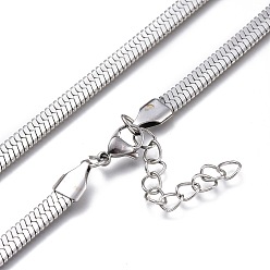 Stainless Steel Color Unisex 304 Stainless Steel Herringbone Chain Necklaces, with Lobster Claw Clasps, Stainless Steel Color, 17.71 inch(45cm), 5mm