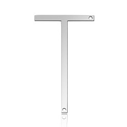 Letter T 201 Stainless Steel Links connectors, Letter, Stainless Steel Color, Letter.T, 37x22x1mm, Hole: 1mm