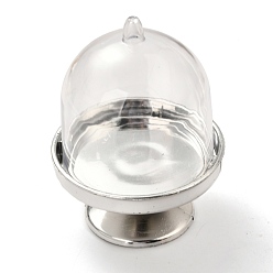 Серебро Прозрачная пластиковая коробка для упаковки конфет, с колпачком, для свадебных конфет / торта disply, серебряные, 5.8x7.7 см, Внутренний диаметр: 5 cm