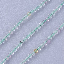 Fluorite Natural Fluorite Beads Strands, Faceted, Round, 2mm, Hole: 0.5mm, about 180~200pcs/strand, 14.5~16.1 inch(37~41cm)