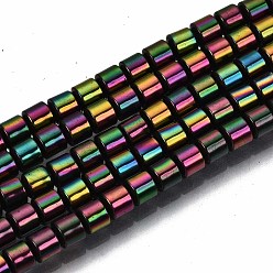 Black Electroplate Non-magnetic Synthetic Hematite Beads Strands, Column, Black, 3.5x3mm, Hole: 1mm, about 127~128pcs/strand, 15.75 inch~15.94 inch(40cm~40.5cm)