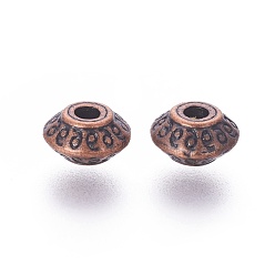 Red Copper Tibetan Style Alloy Beads, Lead Free & Cadmium Free, Bicone, Red Copper, 7x7x4.5mm, Hole: 1mm