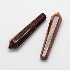 Tiger Eye Natural Tiger Eye Hexagonal Pointed Decorations, Healing Stone Wands, for Reiki Chakra Meditation Therapy Deco, Bullet, 50~53.5x11x10mm