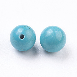 Turquoise Natural Magnesite Beads, Dyed, Half Drilled, Round, Turquoise, 6mm, Half Hole: 0.8mm