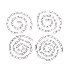 Platinum Unwelded Iron Paperclip Chains, Drawn Elongated Cable Chains, Platinum, 14x6x1.4mm, about 40cm/45cm/50cm/55cm, 4 strands/set, 6.23 inch(1.9m)/set
