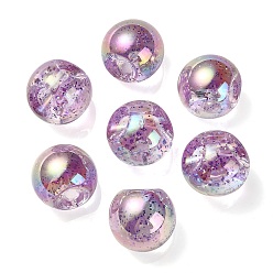 Púrpura Cuentas de acrílico iridiscente arcoíris chapadas en uv, con polvo del brillo, rondo, púrpura, 18.5x19x19 mm, agujero: 4 mm