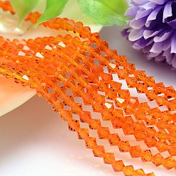 Orange Foncé Imitation facettes cristal autrichien rangées de perles, grade de aaa, Toupie, orange foncé, 10x10mm, Trou: 0.9~1mm, Environ 40 pcs/chapelet, 15.7 pouce
