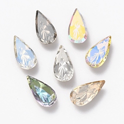 Color mezclado Cabujones de diamantes de imitación de vidrio en relieve, espalda plana, espalda plateada, lágrima, color mezclado, 20x10x5 mm