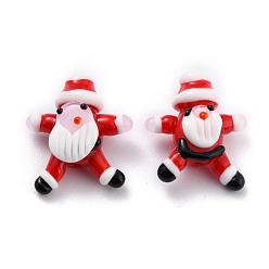 Red Handmade Lampwork Beads, Father Christmas, Red, 26~27x21~26x10mm, Hole: 1.2mm