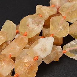 Citrine Nuggets Natural Citrine Beads Strands, 16~38x9~25x10~25mm, Hole: 1mm, about 15~17pcs/strand, 15.5 inch
