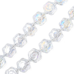Clair Perles en verre electroplate, couleur ab , fleur, clair, 16x14.5x7.5mm, Trou: 1mm, Environ 40 pcs/chapelet, 24.80 pouce (63 cm)