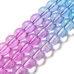 Violet Dyed & Heated Synthetic Quartz Beads Strands, Gradient Color Round Beads, Violet, 8mm, Hole: 1mm, about 55~56pcs/strand, 15.55''~15.75''(39.5~40cm)