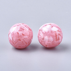 Pink Perles en résine, imitation de copeaux de pierres précieuses, ronde, rose, 20mm, Trou: 2.5mm