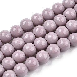 Brun Rosé  Perles de verre opaques de couleur unie, ronde, brun rosé, 6~6.5mm, Trou: 1.4mm, Environ 67~70 pcs/chapelet, 14.76 pouces ~ 15.16 pouces (37.5~38.5 cm)