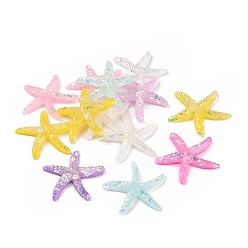 Mixed Color Opaque Resin Cabochons, Starfish/Sea Stars, Mixed Color, 38x39x6mm