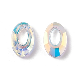 WhiteSmoke Electroplate Glass Linking Rings, Crystal Cosmic Ring, Prism Ring, Faceted, Back Plated, Oval, WhiteSmoke, 20x13x4~5mm, Inner Diameter: 10x5.3mm