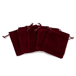Rouge Foncé Pochettes en velours rectangle, sacs-cadeaux, rouge foncé, 12x10 cm