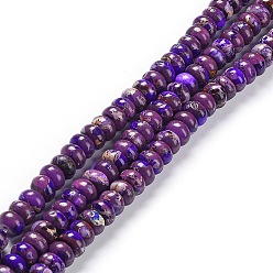Púrpura Hilos de cuentas de jaspe imperial natural, teñido, Rondana plana, púrpura, 8x5 mm, agujero: 0.7 mm, sobre 80~84 unidades / cadena, 15.94~16.14 pulgada (40.5~41 cm)