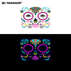 Magenta Máscara con estampado de flores tatuajes luminosos de arte corporal, pegatinas de papel de tatuajes temporales removibles, magenta, 17x12 cm