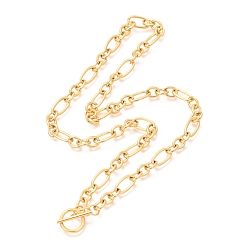 Golden Unisex Vacuum Plating 304 Stainless Steel Figaro Chain Necklaces, with Toggle Clasps, Golden, 20.47 inch(52cm)