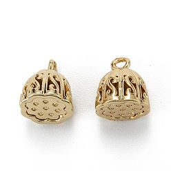 Real 18K Gold Plated Brass Charms, Long-Lasting Plated, Lead Free & Nickel Free & Cadmium Free, Seedpod Of The Lotus, Real 18K Gold Plated, 8.5x6.5mm, Hole: 1.2mm