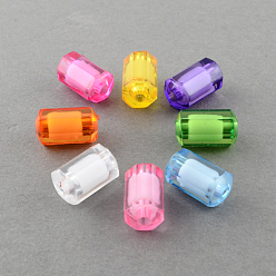Mixed Color Transparent Acrylic Beads, Bead in Bead, Faceted, Column, Mixed Color, 12x8mm, Hole: 2mm, about 1140pcs/500g