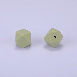 Бледно-Зеленый Шестиугольные силиконовые бусины, жевательные бусины для чайников, DIY уход за ожерельем, бледно-зеленый, 23x17.5x23 мм, отверстие : 2.5 мм