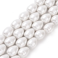 Seashell Color Shell Pearl Beads Strands, Oval, Textured, Seashell Color, 21.5x17mm, Hole: 1mm, about 9pcs/strand, 7.97''(20.25cm).