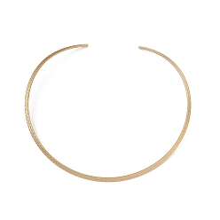 Golden Vacuum Plating 304 Stainless Steel Textured Wire Necklace Making, Rigid Necklaces, Minimalist Choker, Cuff Collar, Golden, Inner Diameter: 5-7/8 inch(14.8cm)