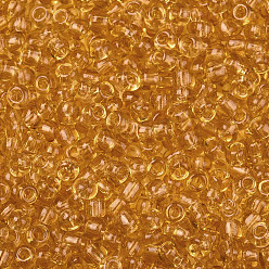 Verge D'or Perles de rocaille en verre, transparent , ronde, verge d'or, 8/0, 3mm, Trou: 1mm, environ 10000 perles / livre