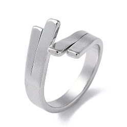 Stainless Steel Color 304 Stainless Steel Cuff Ring, Stainless Steel Color, US Size 7 3/4(17.9mm)