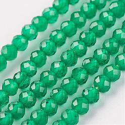 Quartz Crystal Natural Quartz Crystal Bead Strand, Dyed, Imitation Emerald, Round, Faceted, 2mm, Hole: 0.5mm, about 164pcs/strand, 15.8 inch(40.2cm)