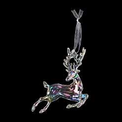 Cerf Grandes décorations de pendentif en acrylique transparent de noël, pour les ornements suspendus au sapin de Noël, cerf, 170~175mm