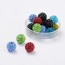 Mixed Color Middle East Rhinestone Beads, Polymer Clay Inside, Round, Mixed Color, 8mm, PP9(1.5.~1.6mm), Hole: 1mm