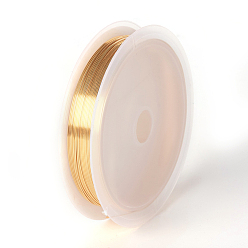Light Gold Fil de cuivre rond pour la fabrication de bijoux, plaqué longue durée, or et de lumière, Jauge 26, 0.4mm, environ 32.8 pieds (10 m)/rouleau, 10 rouleaux / groupe