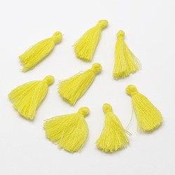 Желтый Хлопок нить кисточки подвесные украшения, желтые, 25~31x5 мм , около 39~47 шт / мешок