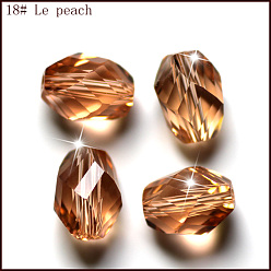 Персиковый Слойка Имитация Австрийские кристаллические шарики, класс AAA, граненые, двухконусные, розовые, 10x13 мм, отверстие : 0.9~1 мм