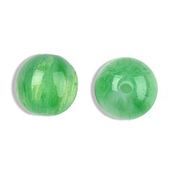 Vert Mer Moyen Perles en résine, imitation d'oeil de chat, ronde, vert de mer moyen, 12mm, Trou: 1.6~1.8mm