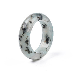 Dalmatian Jasper Natural Sesame Jasper Plain Band Ring, Gemstone Jewelry for Women, US Size 5 1/2(16.1mm)~US Size 8 3/4(18.7mm)