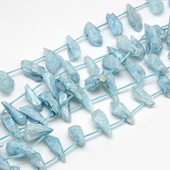 Светло-голубой Гальванических драгоценного камня природного кварца кристалл бисер пряди, самородки, светло-голубой, 18~35x6~14x6~12 мм, отверстие : 1 мм, около 22 шт / нитка, 15.74 дюйм