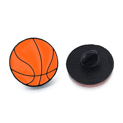 Chocolat Broche en émail de basket-ball, insigne de thème de sport en alliage plaqué noir d'électrophorèse pour les vêtements de sac à dos, sans nickel et sans plomb, chocolat, 26mm