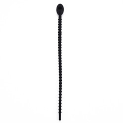 Noir Serre-câbles en silicone, attaches autobloquantes, attaches zippées réutilisables, noir, 214x13.5x12mm, Trou: 3mm