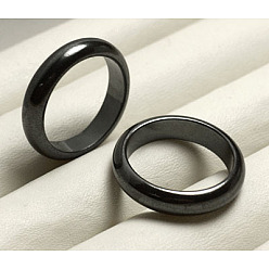 Черный Немагнитные синтетический гематит палец кольца, чёрные, размер США 10, внутренний диаметр: 20 мм