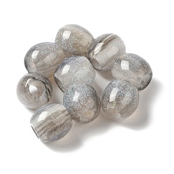 Gris Clair Perles européennes scintillantes en résine, Perles avec un grand trou   , baril, gris clair, 12x12mm, Trou: 4.5mm