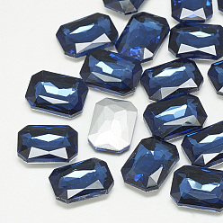 Montana Señaló hacia cabujones de diamantes de imitación de cristal, facetados, octágono rectángulo, Montana, 14x10x4 mm