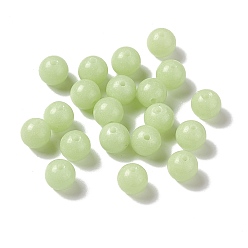 Light Green Luminous Candy Color Glass Bead, Glow in the Dark,  Round, Light Green, 6mm, Hole: 0.8mm