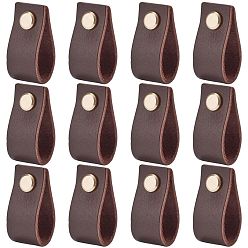 Coffee Rectangle Leather Drawer Handles, with Iron Screw, Coffee, 20x100x2mm