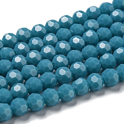 Стально-синий Подставки для непрозрачных стеклянных бусин, граненый (32 граней), круглые, стальной синий, 6 мм, отверстие : 1 мм, около 98 шт / нитка, 20.47'' (52 см)